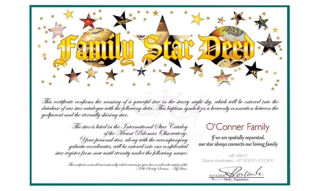 Name a Single, Double, or Family Star from My Stars (Up to 83% Off) - Second Medium