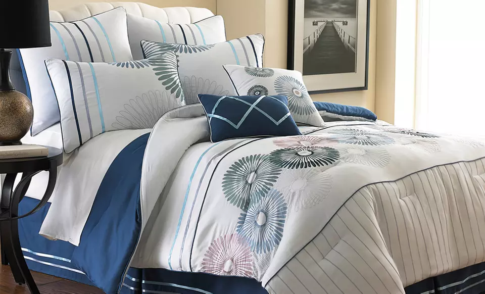 Eight-Piece Embroidered and Embellished Comforter Set﻿. Multiple Designs Available. Free Returns. - Second Medium