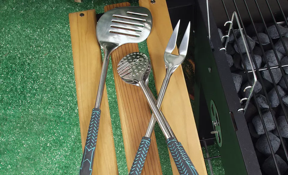 Golf BBQ 3-Piece Grilling Set with Meat Fork, Tongs, and Slotted Spatula. Free Returns. - Primary Image
