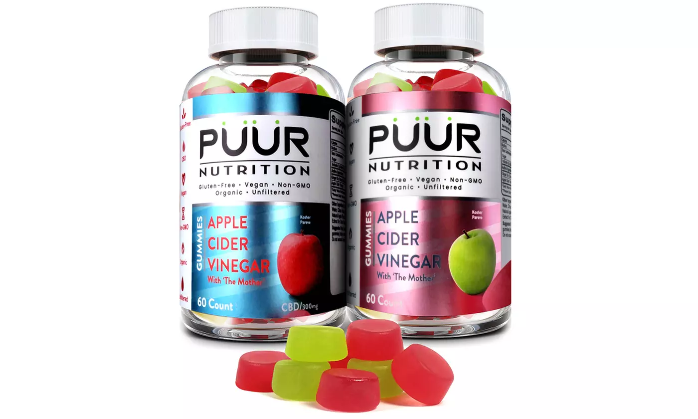 CBD Gummies with Apple Cider Vinegar from PuurCBD (60-Count) - Primary Image