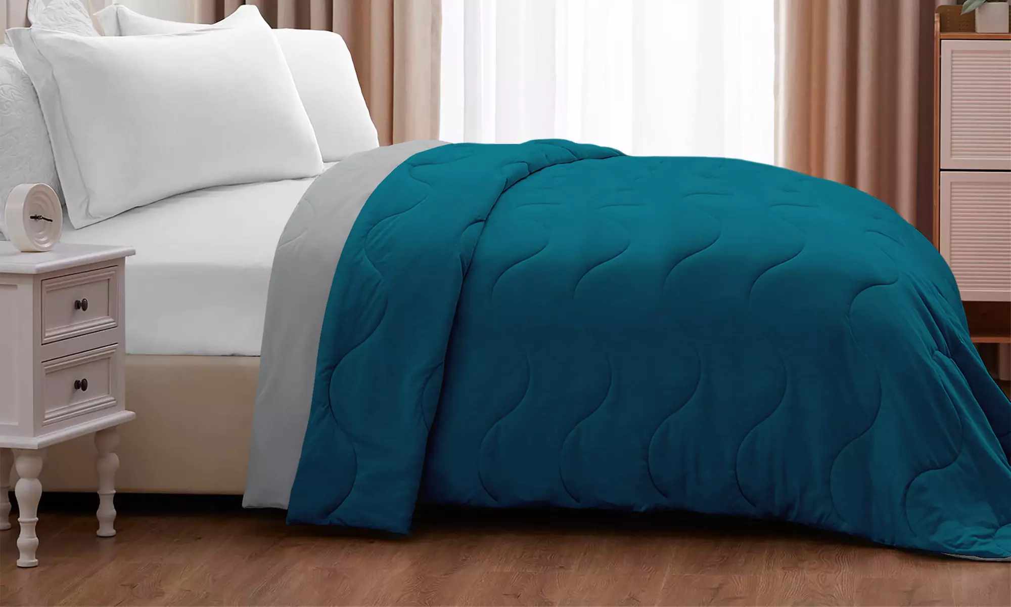 Coperta trapuntata double face con design reversibile