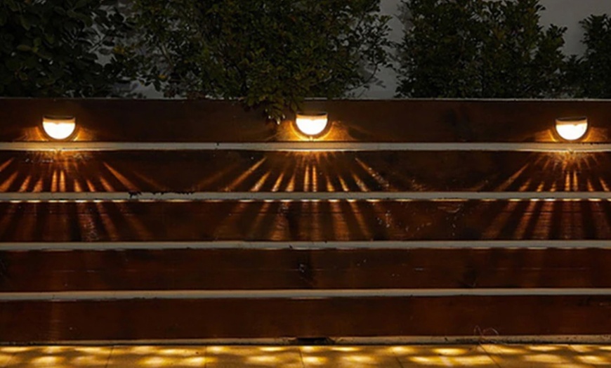 Image 4: Two-Piece Six-LED Solar Fence Wall Lights