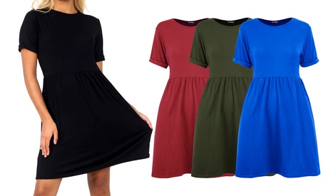 Robe t-shirt courte patineuse manches courtes