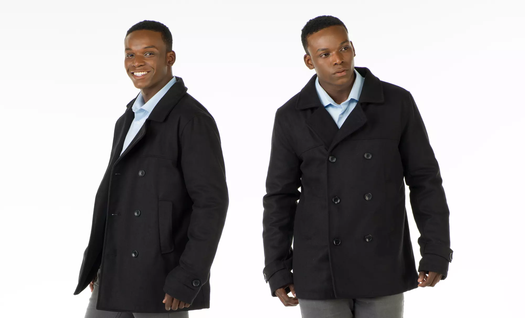 Reduced Price: Oak & Rush Men's Double-Breasted Peacoat (Size L) - Primary Image