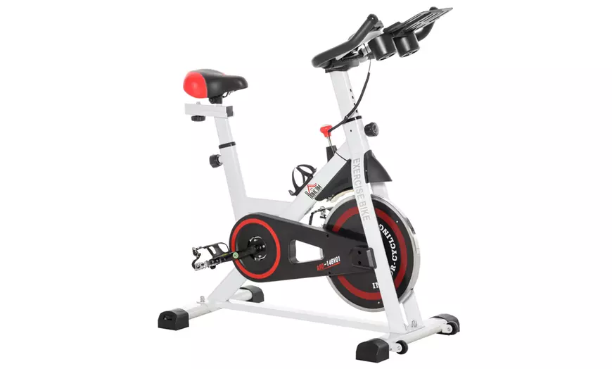 Image 17: HomCom Indoor Exercise Bike for Spin Classes or Low Impact Exercise