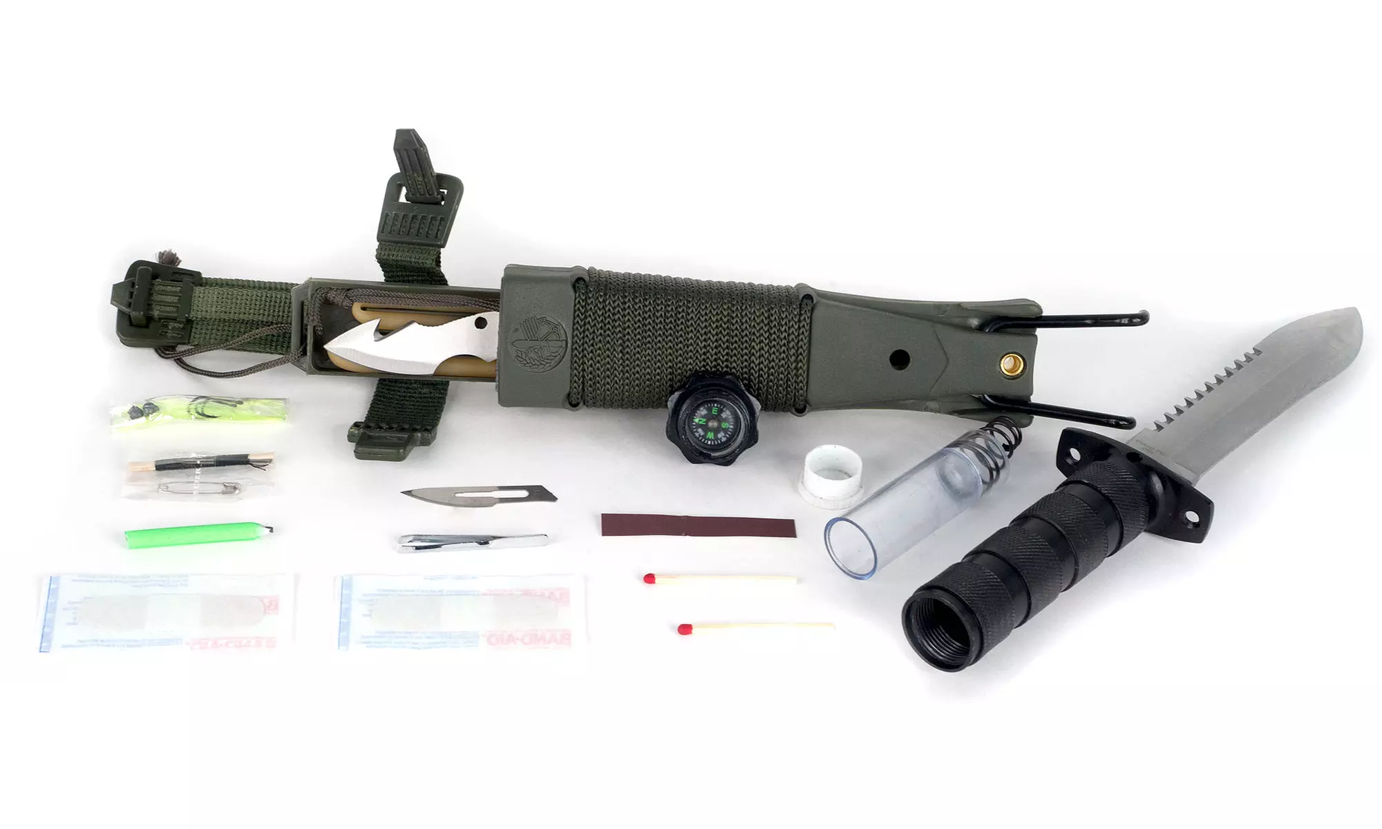 Whetstone Anchored Eagle Knife with Sheath and Survival Kit (15-Piece) - Second Medium