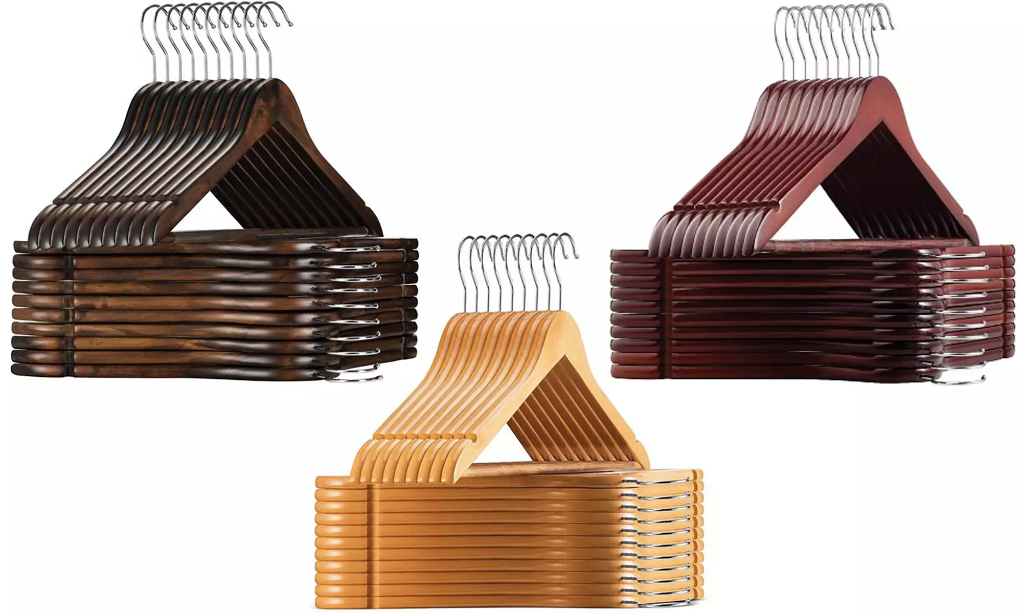 Wooden Suit Hangers with Non-Slip Pant Bar & Swivel Hook (10-, 20-, or 30-Pack) - Primary Image