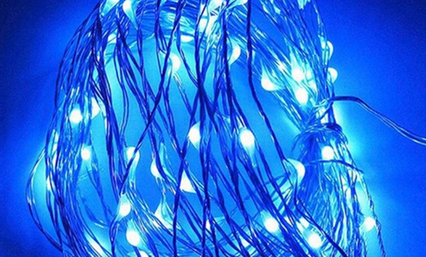 Image 2: Up to 10m of 100 LED Button String Lights