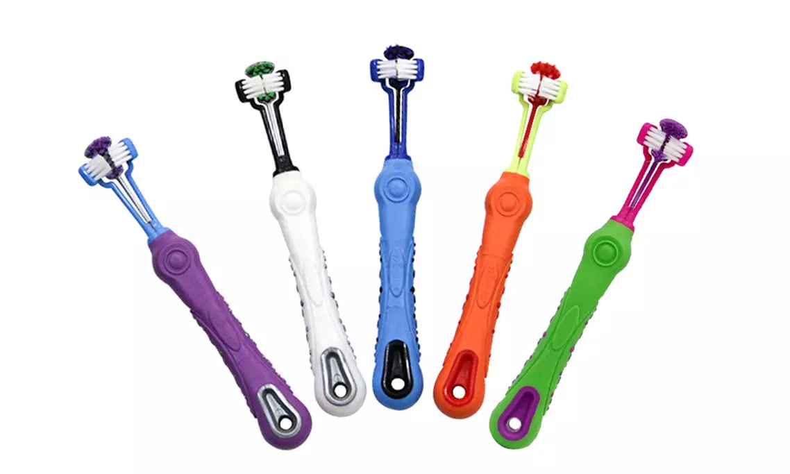 Three-Sided Pet Toothbrush - Primary Image