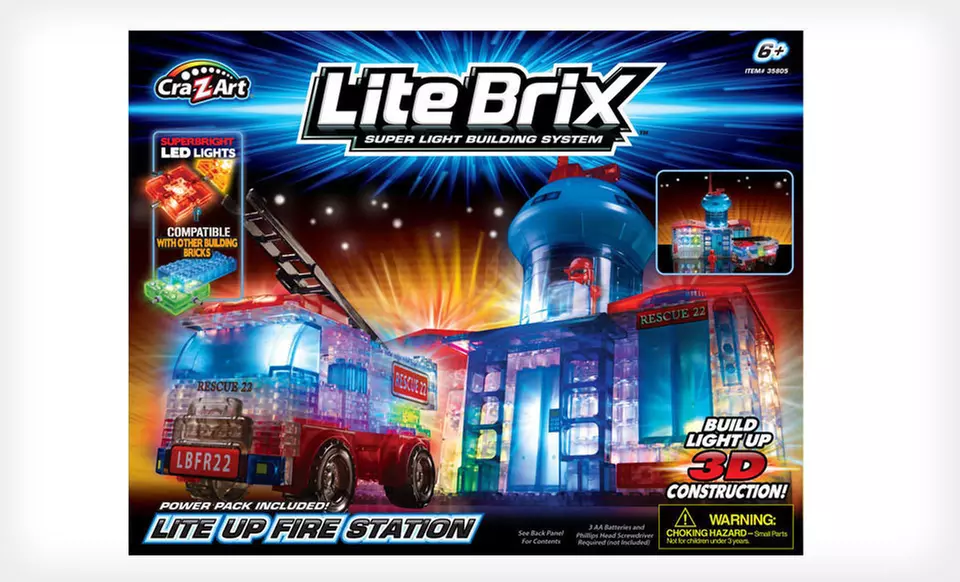 Lite Brix Fire Station with Truck or Lite Brix Super Jet Fighter (Up to 81% Off). Free Shipping. - Second Medium