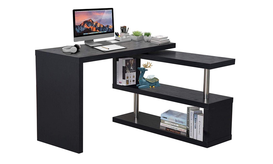 Image 9: Homcom Desk with Shelves Unit