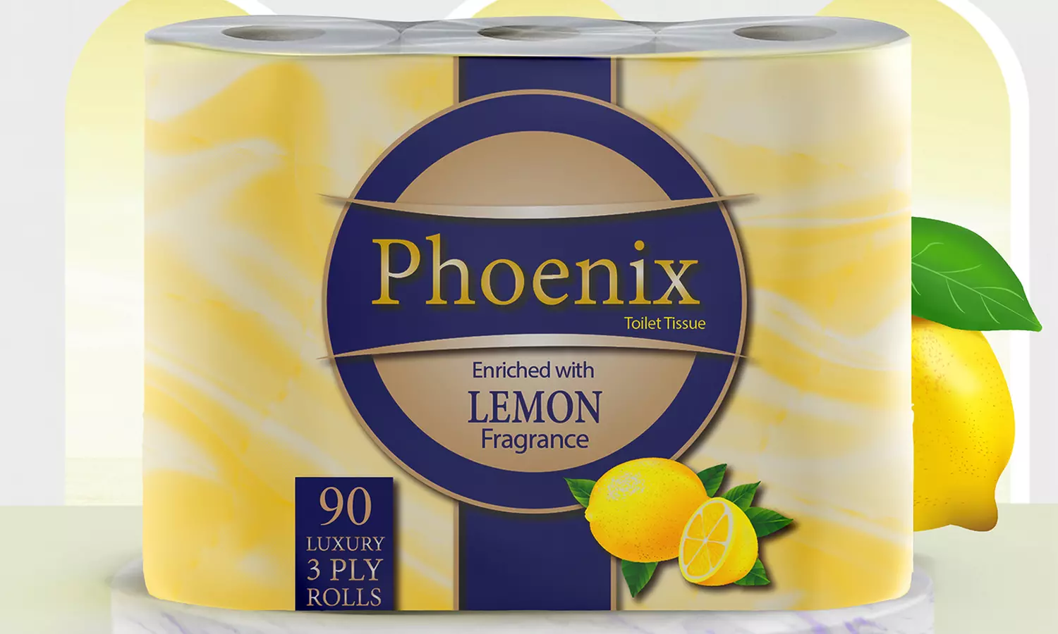 18, 45 or 90 Rolls of Phoenix Lemon-Fragranced Three-Ply Toilet Paper