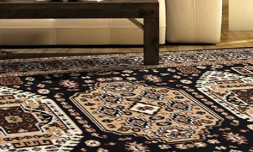 Image 1: Texas Black Traditional Kandhara Rug