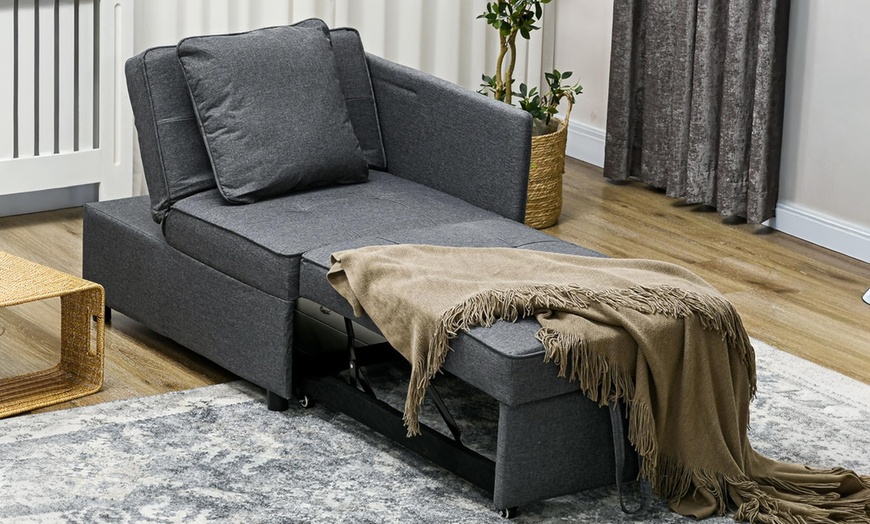 Image 1: HOMCOM 3-In-1 Chair Bed