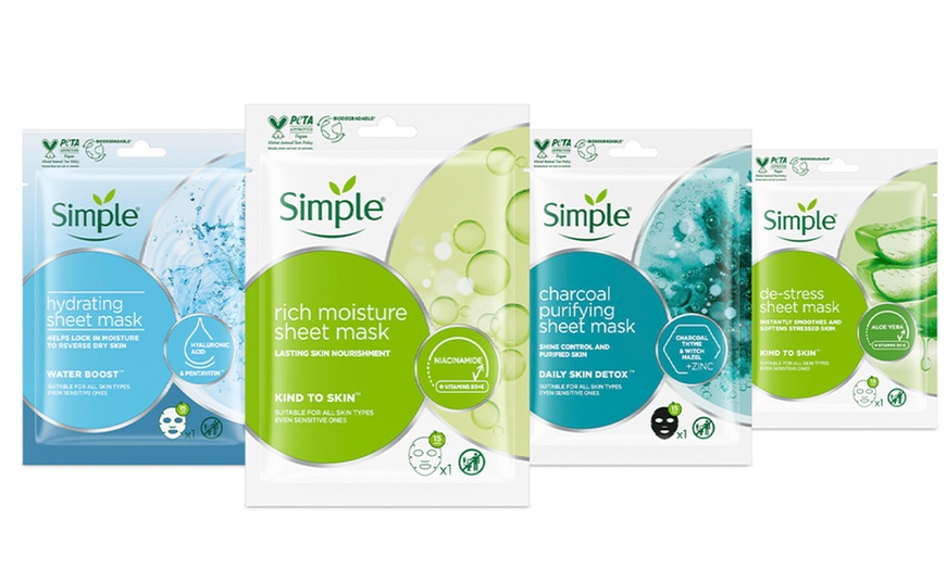 Image 3: Up to Four Simple Sheet Mask Collections 4 Piece Gift Set for Her 