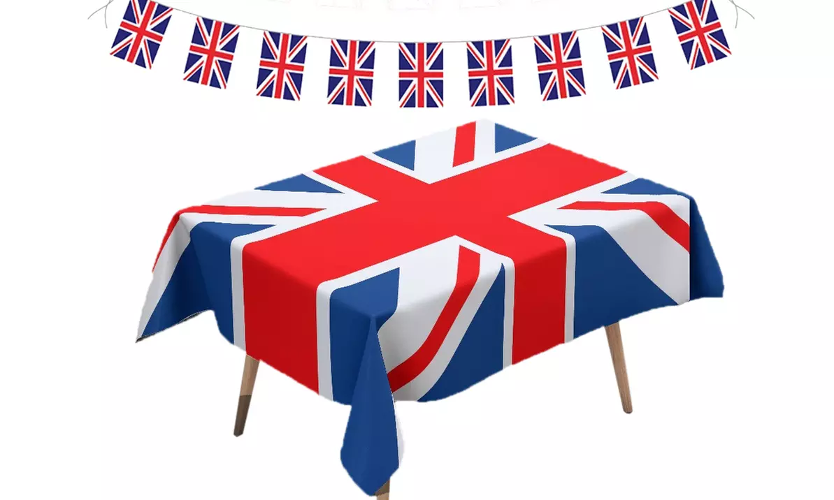 Union Jack Decorations - Tablecloth and Bunting Flags