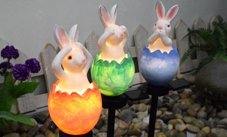 Image 12: One, Two or Three Rabbit-Shaped Sculpture Solar Garden Lights