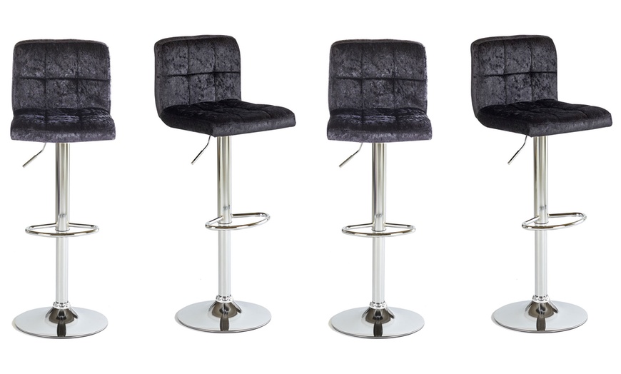 Image 15: Two Crushed Velvet Bar Stools