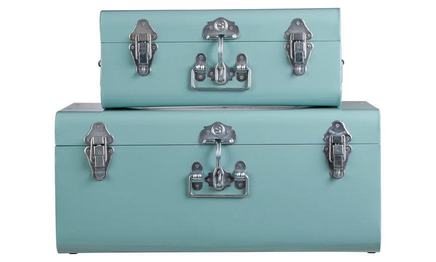 Image 7: Set of Two Metal Storage Trunks