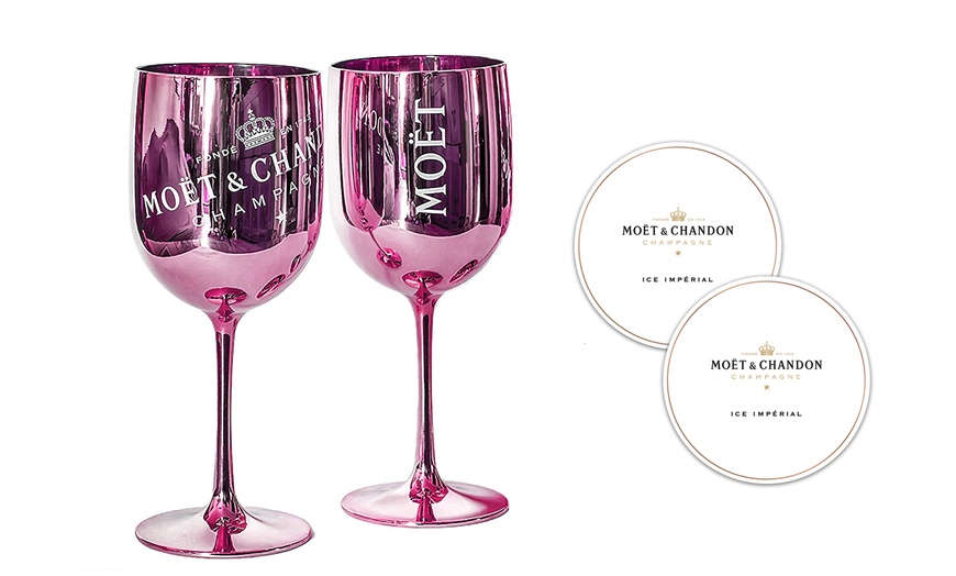 Image 6: Moet Glasses with Coasters