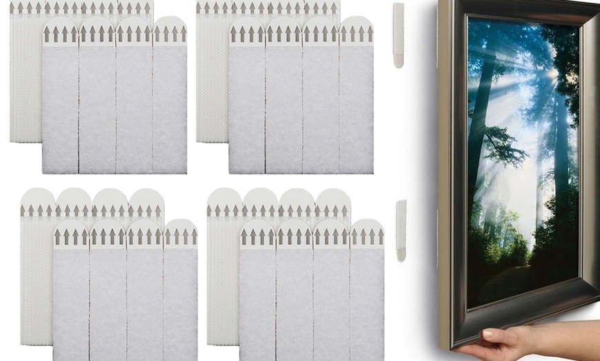 Image 2: 24 Pairs of Adhesive Picture Hanging Strips for Smooth Surfaces