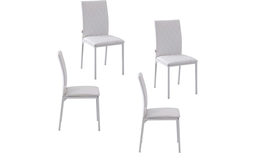 Image 10: Upholstered Faux Leather Set of 4 Dining Chairs HomCom