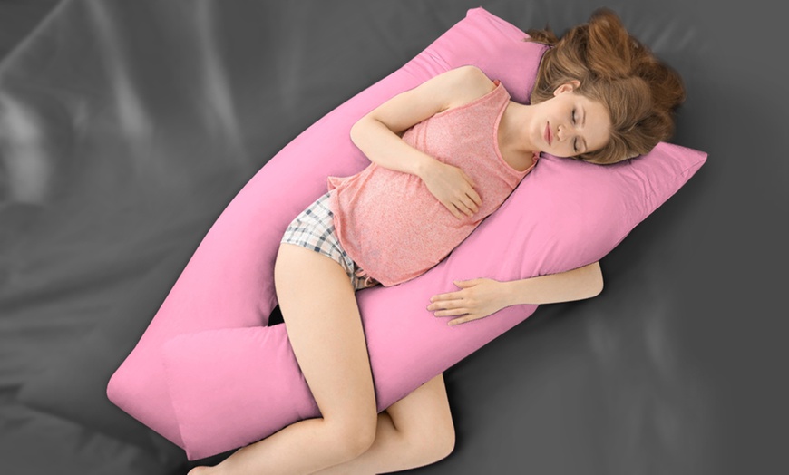 Image 22: U-Shaped Maternity Pillow with Pillowcase