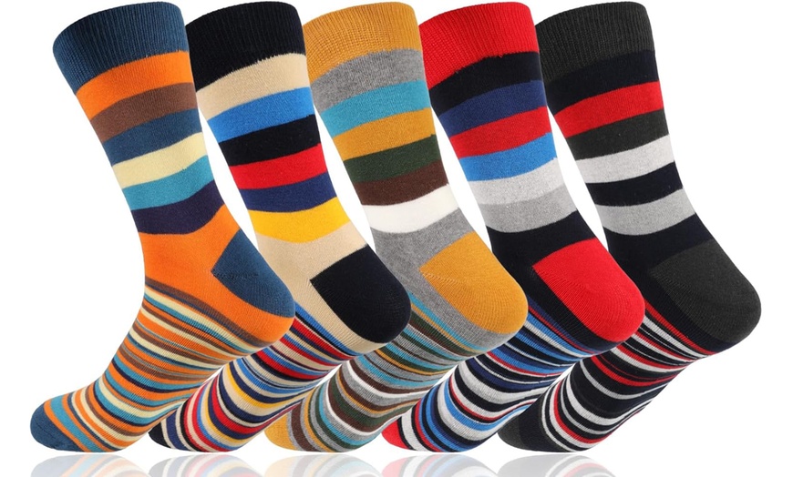 Image 3: 1, 5 ou 10 paires de chaussettes rayées pour homme