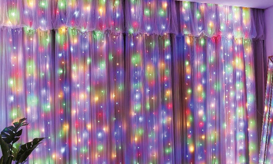 Image 1: LED Curtain Lights, USB Powered with Adjustable Strings