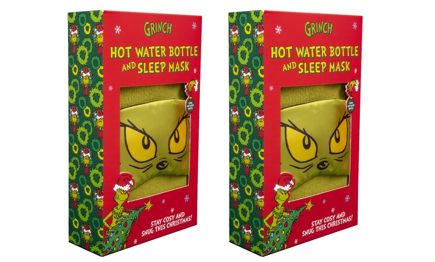 Image 3: One or Two Grinch Hot Water Bottle Gift Sets