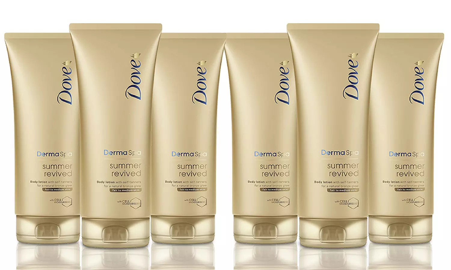 3 ou 6 lots de lait pour le corps auto-bronzant Dove Summer Revived 200ml - Second Medium