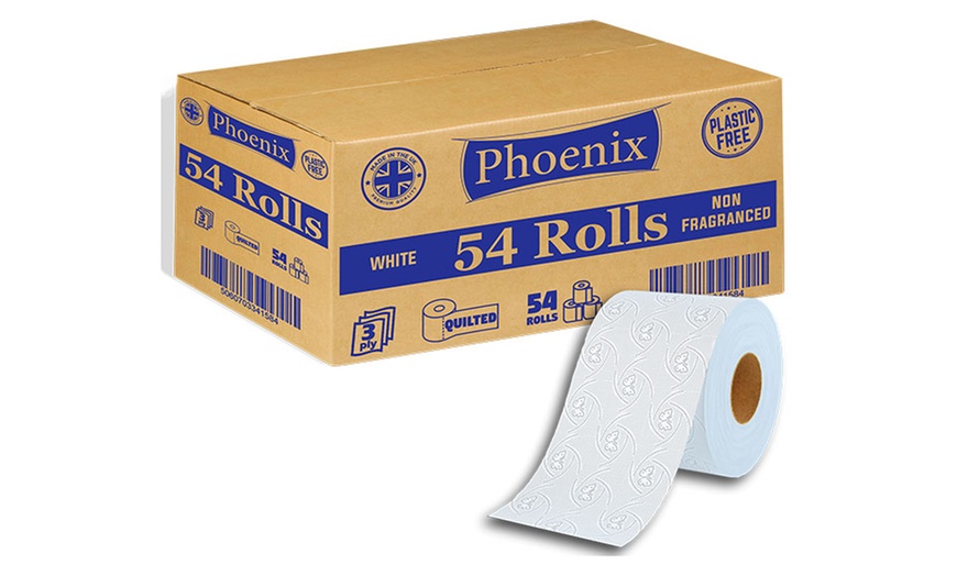 Image 5: 54 Rolls of Phoenix Quilted Three-Ply Toilet Paper