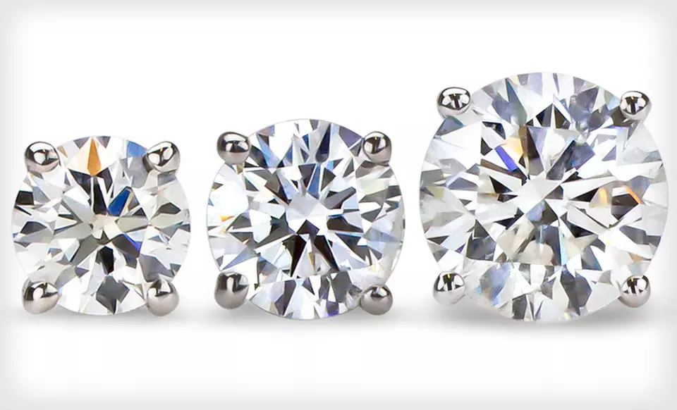 1/3-Carat, 1/2-Carat, or 1-Carat Round Diamond Stud Earrings (Up to 66% Off). Free Shipping and Free Returns. - Second Medium