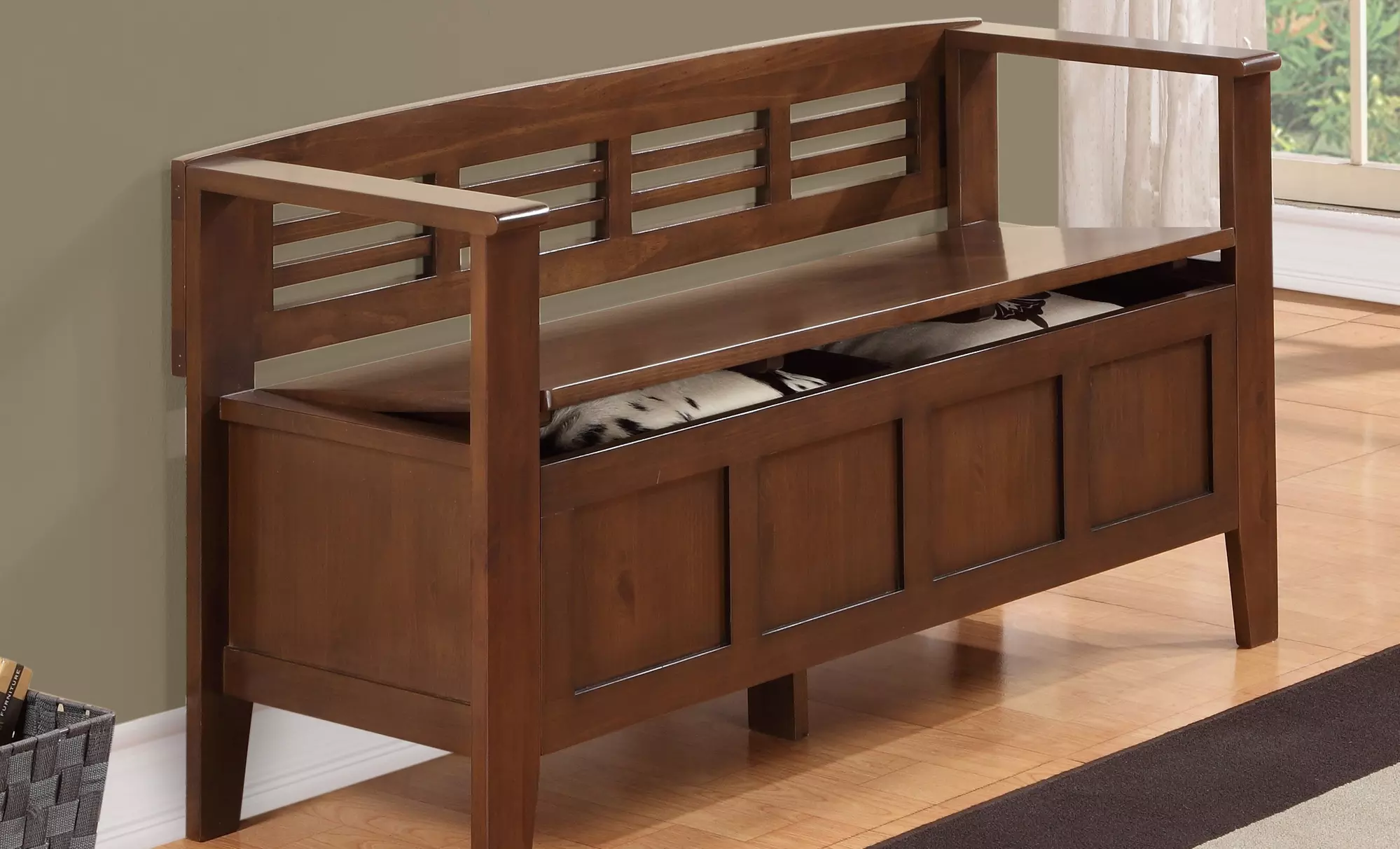 Simpli Home Adams Collection Entryway Storage Bench - Primary Image