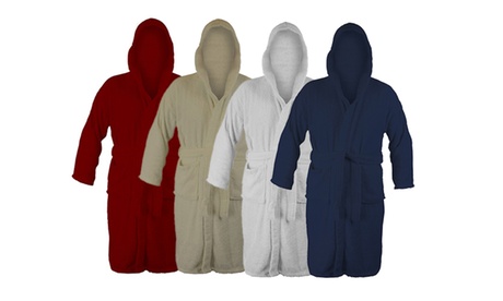 Accappatoio con cappuccio in spugna di cotone, disponibile in vari colori e taglie