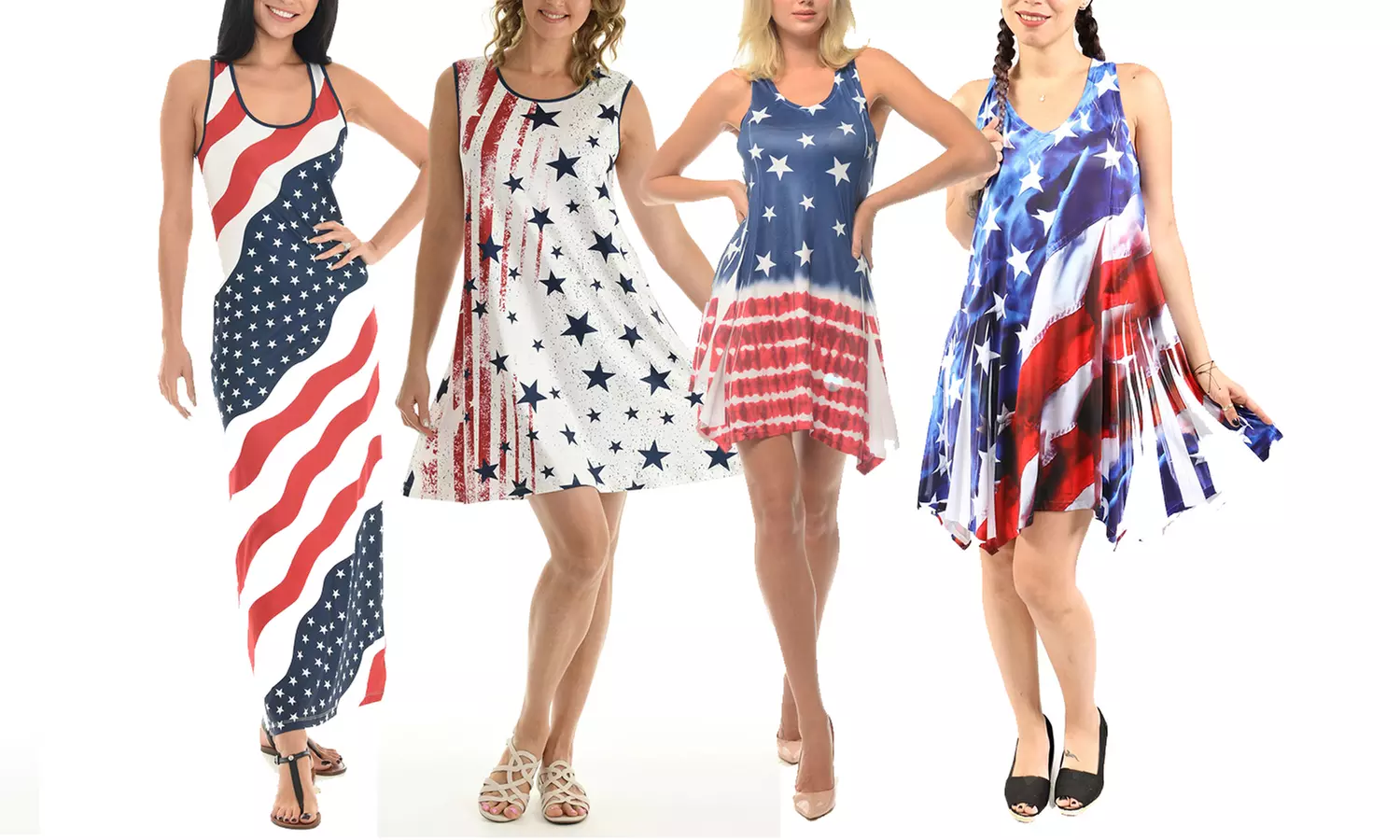Women's American Flag Print Dresses. Plus Sizes Available. - Primary Image