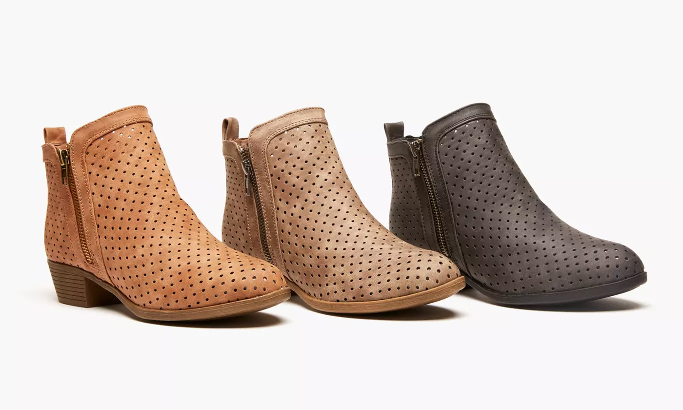 Olive Street Women's Dot Laser-Cut Booties | (Size 6) - Primary Image