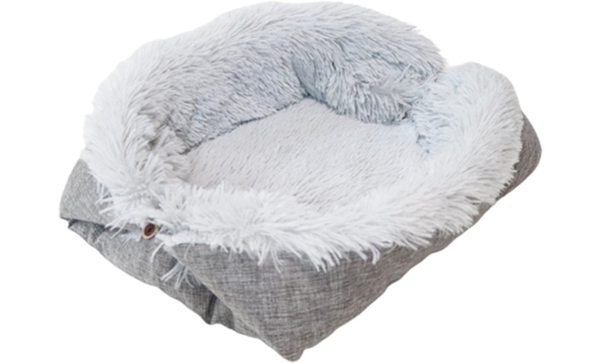 Image 5: 2 In 1 Warm Small Pet Basket Bed