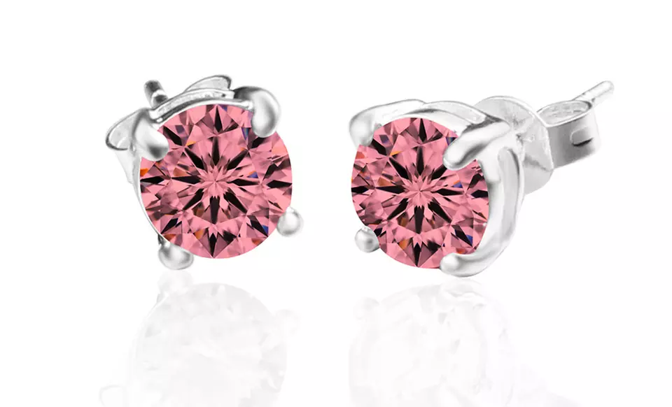 Stud Earrings with Swarovski Crystal. Multiple Colors Available. Free Returns. - Second Medium