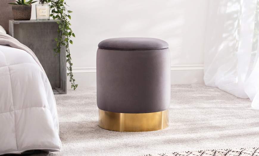 Image 18: Velvet Ottoman Storage Stool