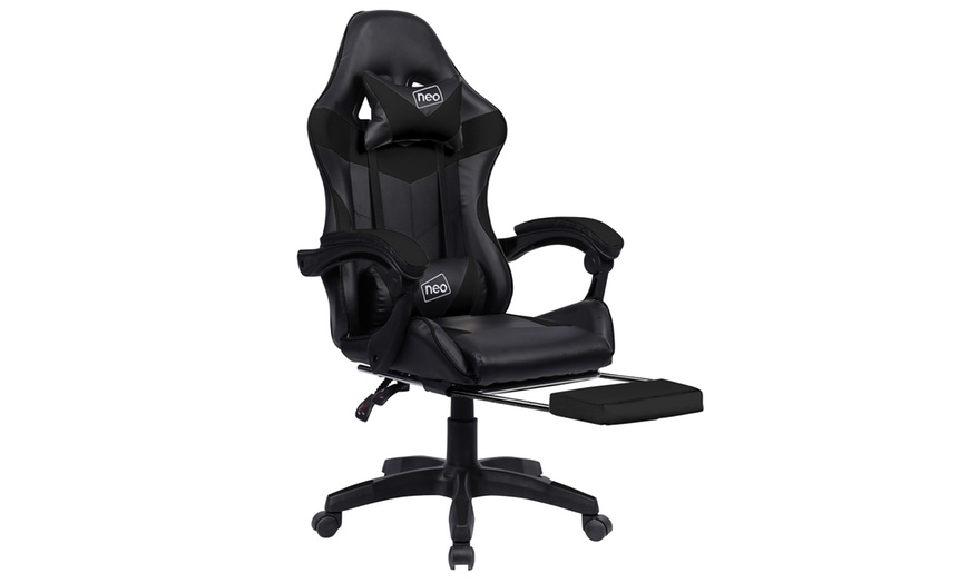 Image 3: Neo Massage Leather Gaming Chair with Footrest