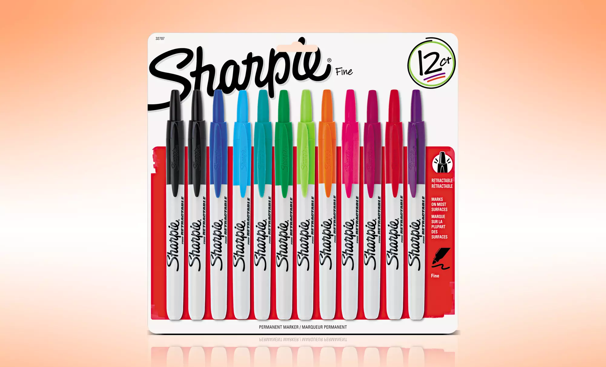 12-Pack of Assorted Color Retractable Sharpie Permanent Markers. Free Returns. - Primary Image