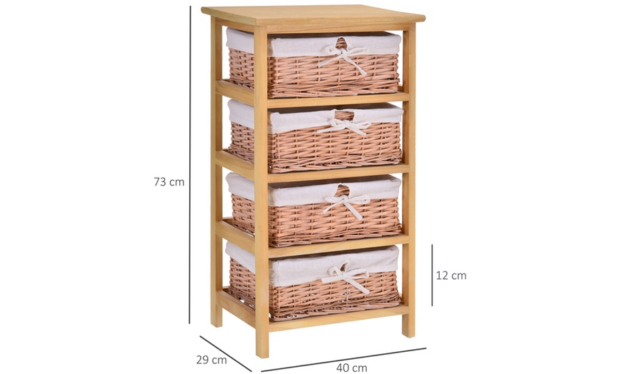 Image 11: HomCom Wicker Basket Drawers
