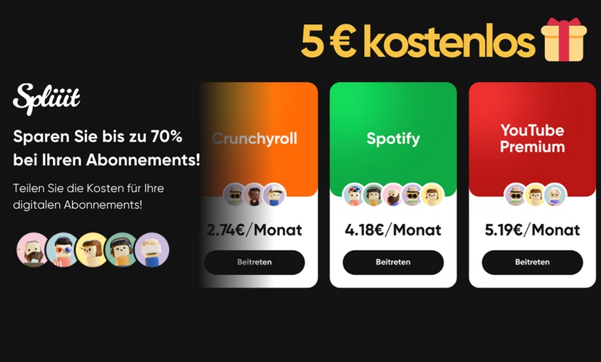 Image 1: 5 € geschenkt beim Abschluss eines digitalen Abonnements mit Spliiit