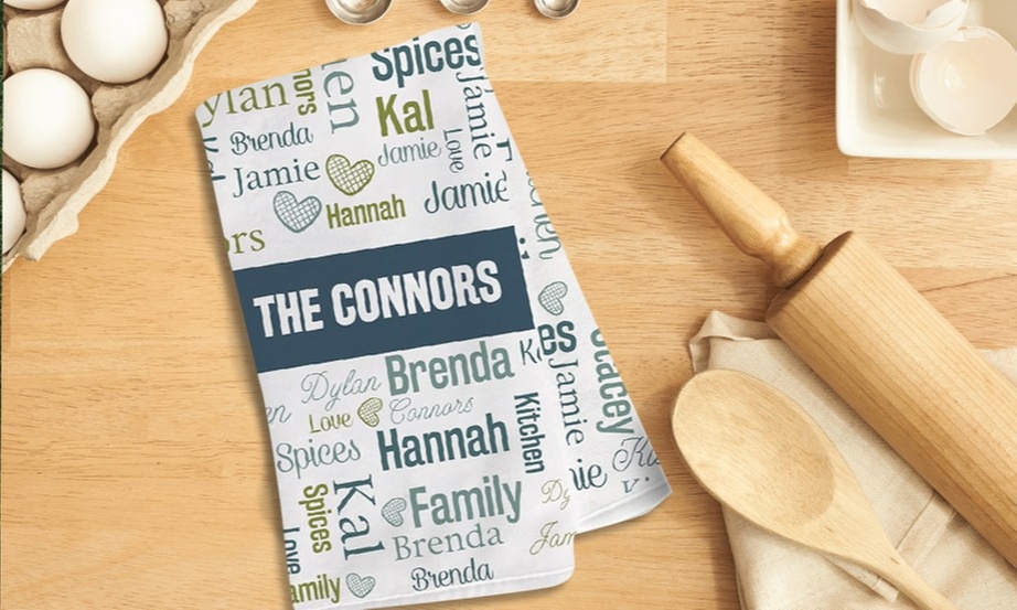 Custom kitchen dish towels with unique personalized designs