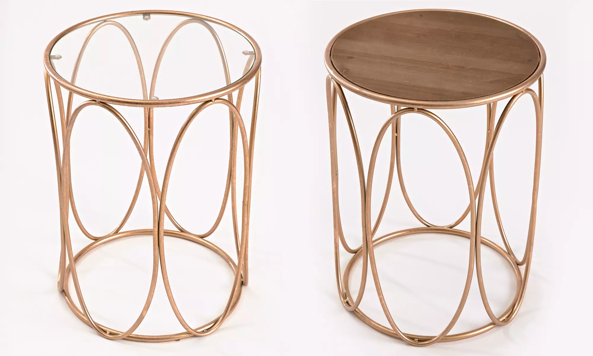 Rose-Gold Oval Side Table - Primary Image