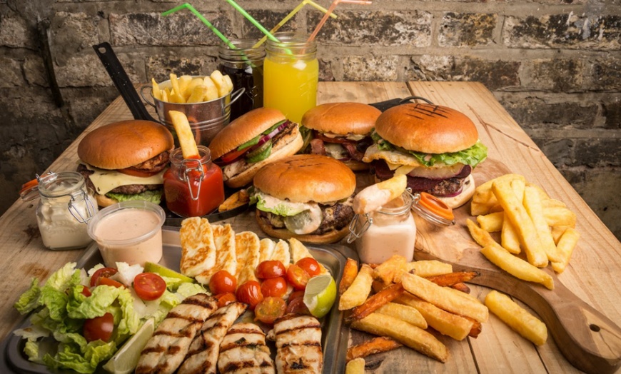 Image 1: Takeaway Burger, Chips and Drink