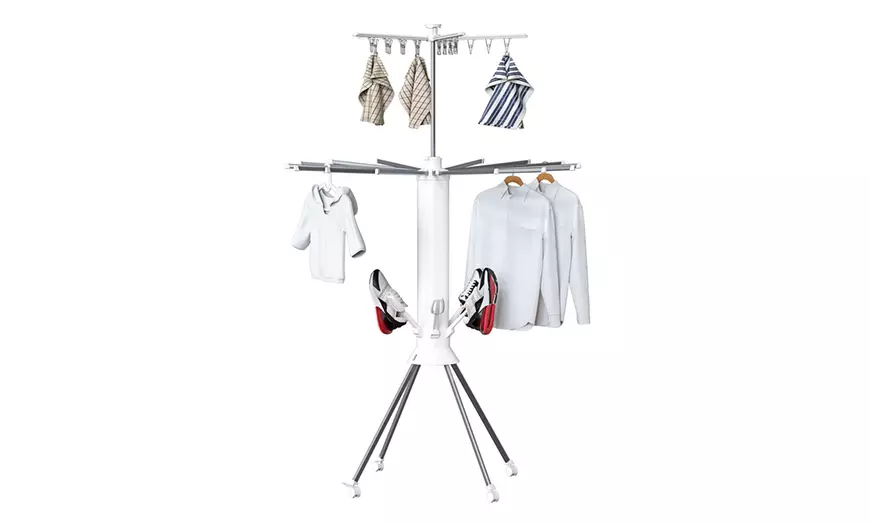 Image 5: Octopus-Shaped Three-Tier Foldable Clothes Drying Rack 