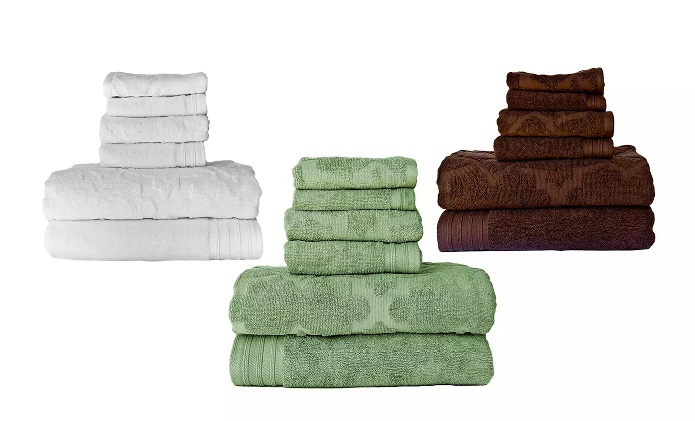6-Piece Egyptian Cotton Jacquard Towel Sets. Free Returns. - Primary Image