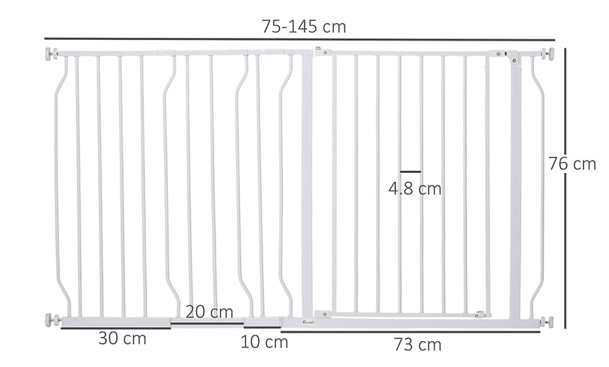 Image 5: Pawhut Dog Wide Stair Gate with Door Pressure